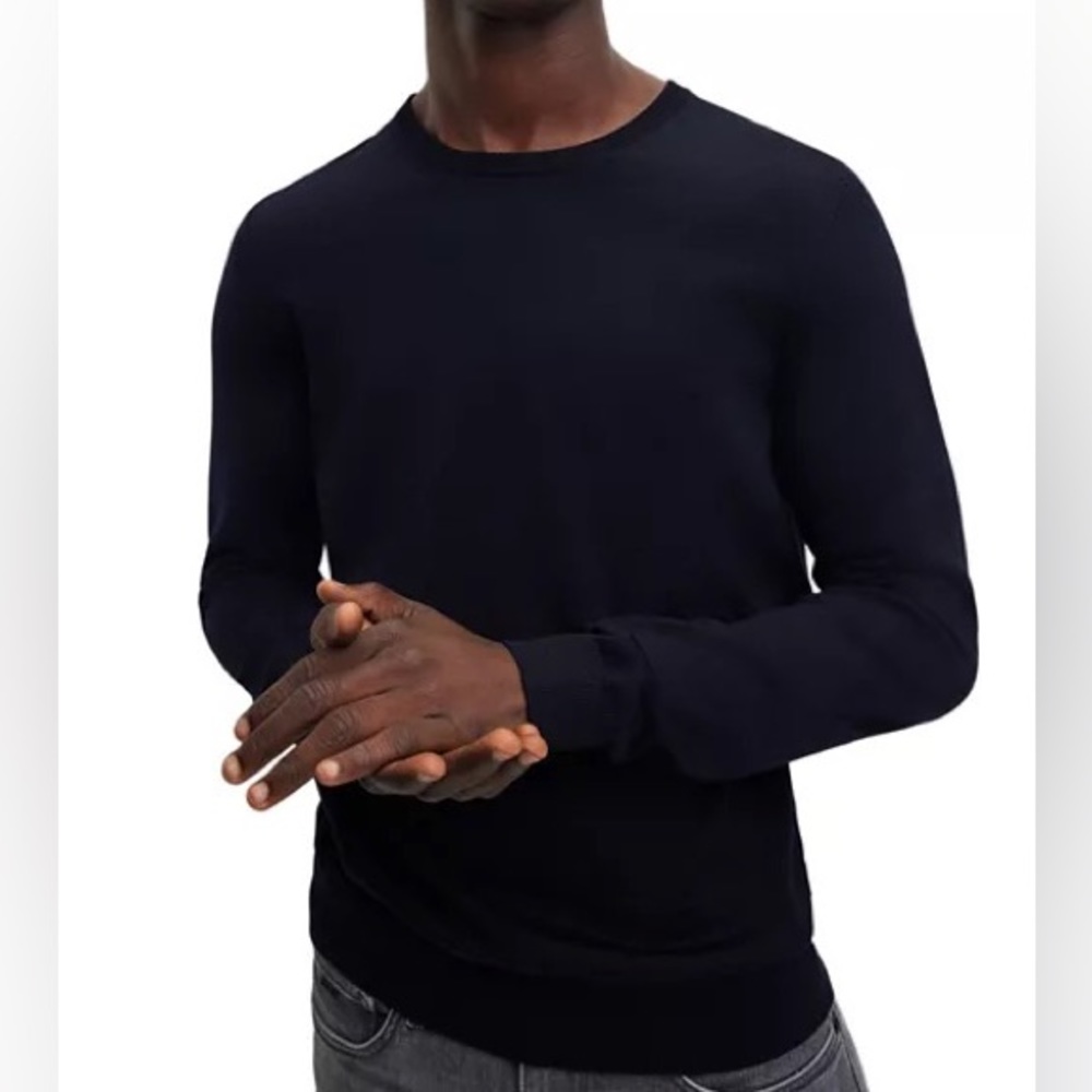 HUGO BOSS Wool sweater. Front pocket. Wool. Dark Gray. Excellent Cond. Slim fit